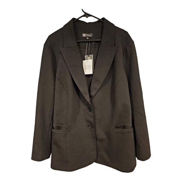 DG2 DIANE GILMAN Black Blazer Gabardine Business Career Jacket NEW NWT Sz 2X - Picture 3 of 13